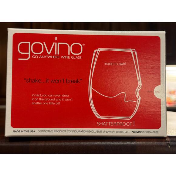 Govino Go Anywhere Wine Glass Ergonomic Shatterproof 16oz Set of 4 New Reusable - Picture 3 of 3